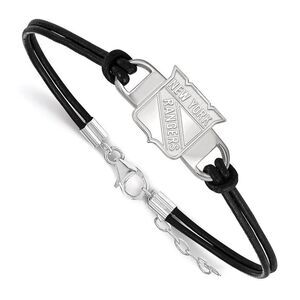 Sterling Silver & Leather NHL New York Rangers Adj. Bracelet